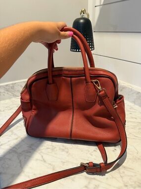 Urban Expressions Rust Red Pebbled Leather Satchel with Crossbody Strap